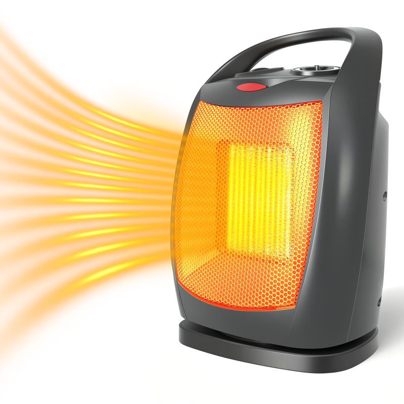 BAOKALER 1500W Eletric Heater with 3 Levels PTC Heating Modes, Small Portable Heater with 180°Oscillation, Overheat Protection and Tip-Over Switch for Bedroom, Dorm, Office, Black