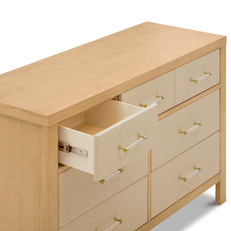 Eloise 7-Drawer Assembled Dresser, Honey/Performance Sand Eco-Weave