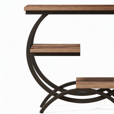 C-Shaped End Table, Industrial 3-Tier Side Table