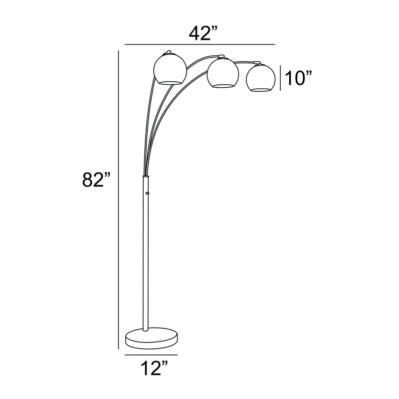 Lampe sur pied arquée 84 po Irmine, Noir / or, Or