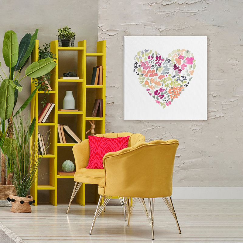 Toile en cœur pastel en fleurs, design par Lanie Loreth, H 36 po x l 36 po