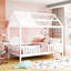 Lit simple en bois avec clôture, blanc-1076299757