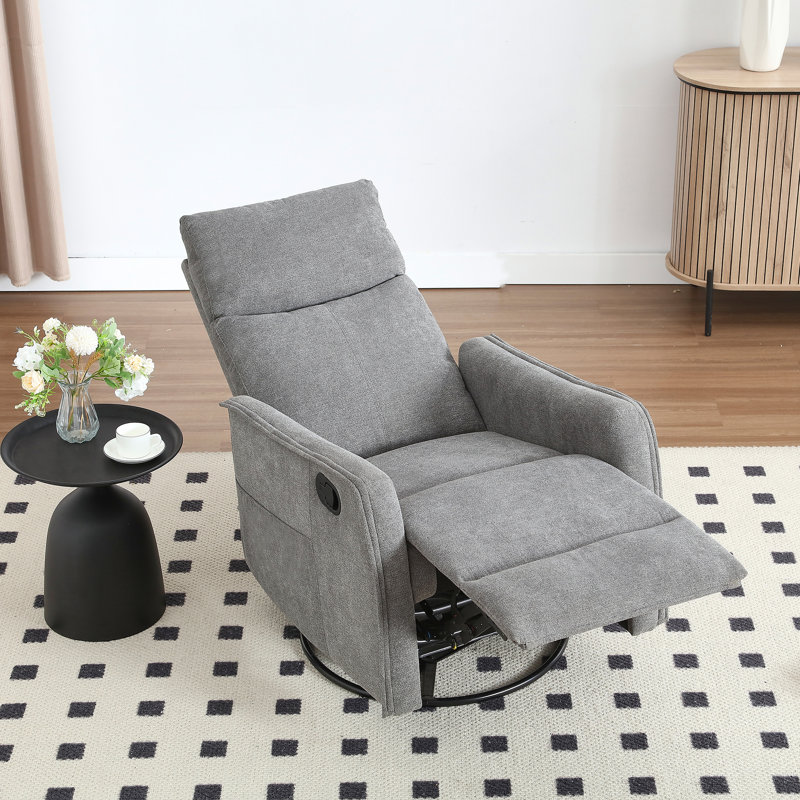 27'' W Manual Recliner Swivel Rocker Recliner With Massage And Heat, Gray