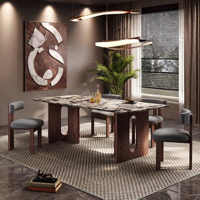 Ensemble de table de salle à manger élégant en faux marbre