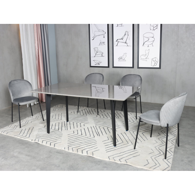 Elegant Gray Sintered Stone 4 Person Dining Set