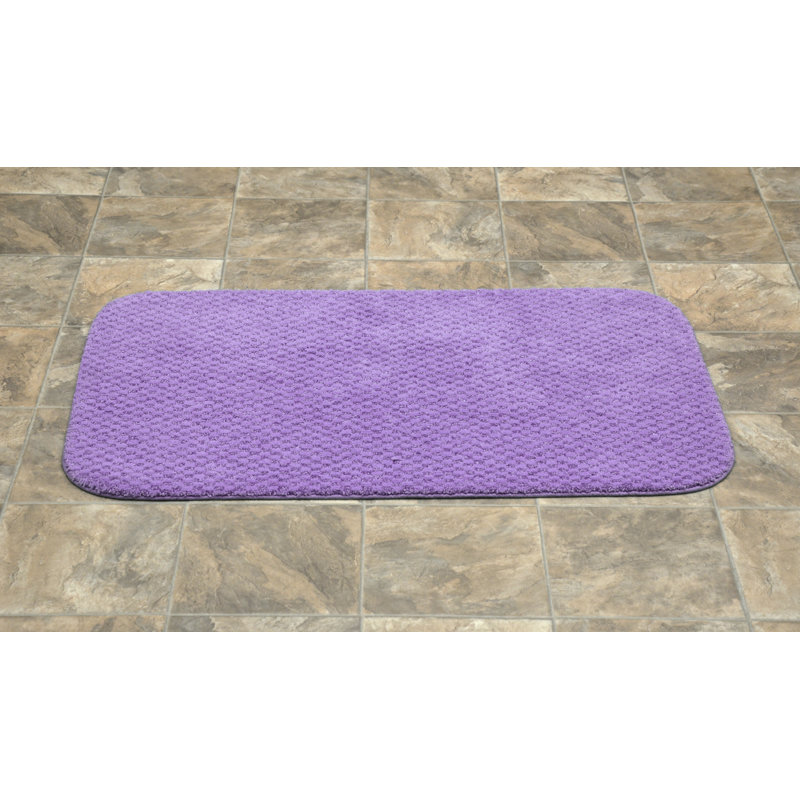 Juliahna Rectangle Non-Slip Striped Bath Rug, Purple, 24" x 40"