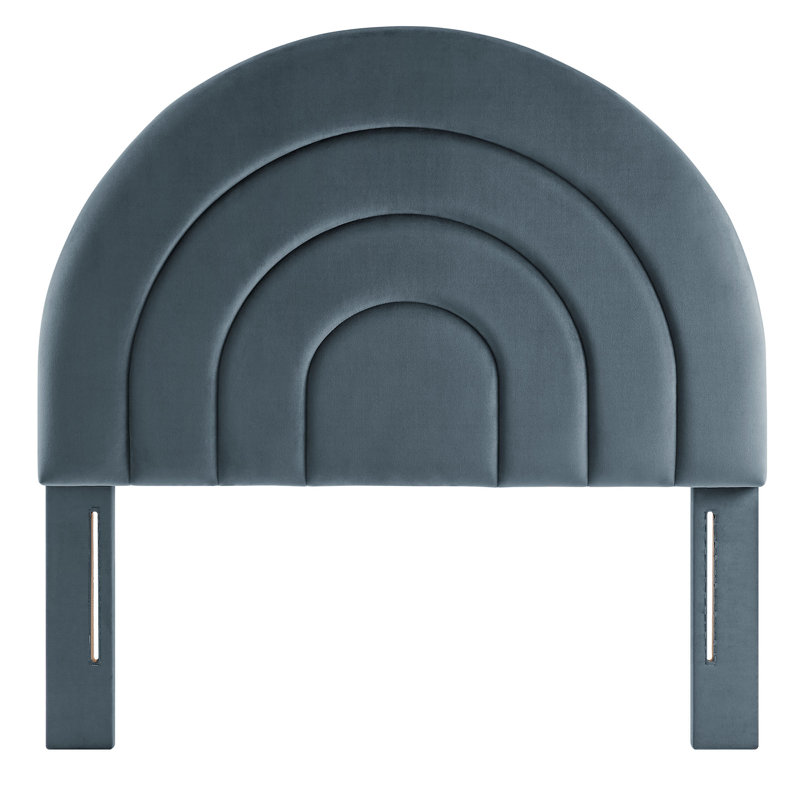 Solana Arched Performance Velvet Headboard, Twin, Cadet Blue