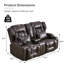 Causeuse inclinable en similicuir avec console et canapé inclinable manuel-1311364536