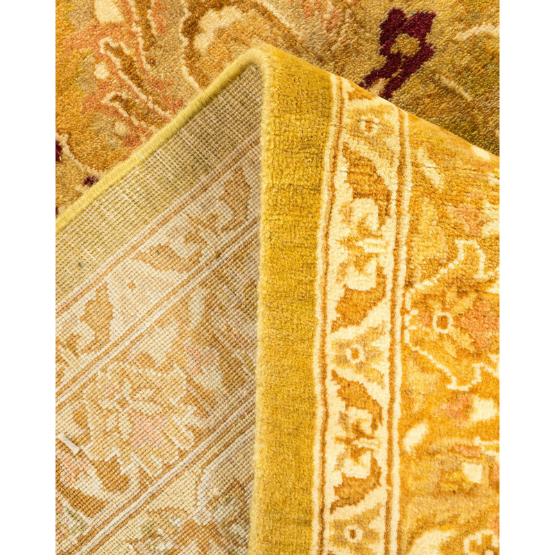 Tapis unique noué à la main Keenan - lime, 10 pi 2 po x 19 pi 2 po