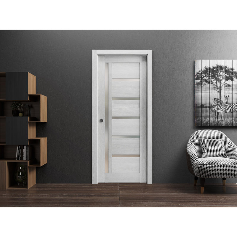 Portes à panneaux coulissantes à panneaux Quadro, 36 po x 84 po, Chêne gris clair