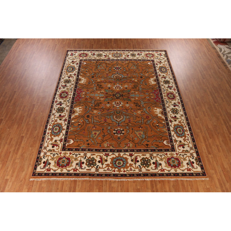 Tapis traditionnel indien brun rouille 12 x 15