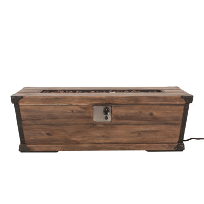 Outdoor Patio Concrete Fire Table, Rectangle Gas Burning 56-Inch Fire Pit - 50,000 BTU, Wood Pattern Fire Table, Brown (Tank Cover Not Included)