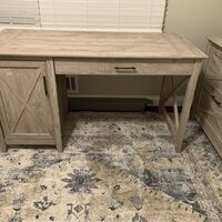 Veda 54'' Desk Sand & Stable Color: Dark Gray Hickory