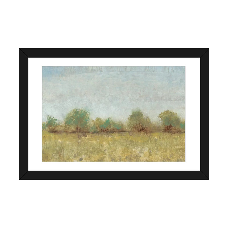 « spring field i », reproduction d’art sur toile tendue, H 16 po x l 24 po x P 1 po, Papier d'art encadré noir, Blanc