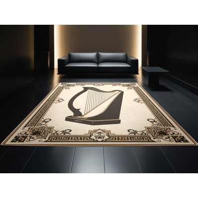 Tapis oriental doux et moelleux de style oriental Edgemont - reliure beige