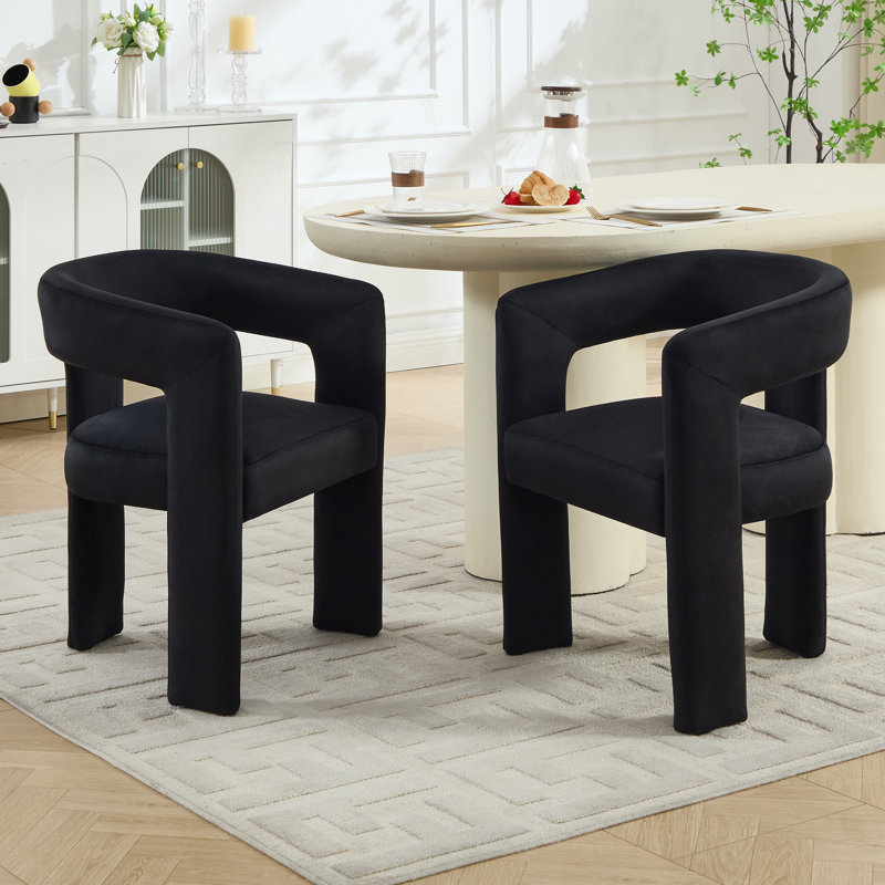 Ensemble de 2 chaises de salle à manger rembourrées sans assemblage, 2, Noir