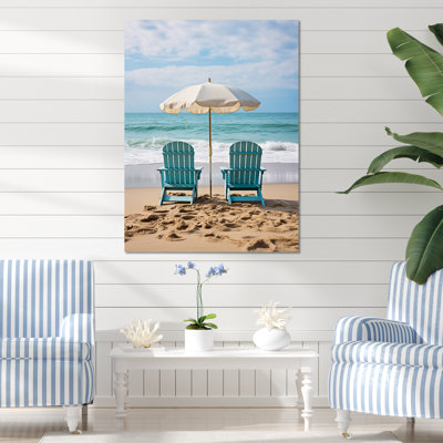«Beach Chairs Scenery III - Coastal Beach», art mural sur toile