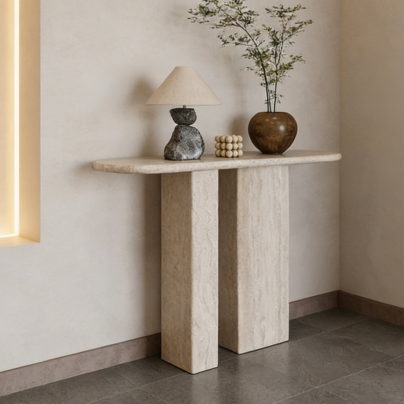Console à conception elliptique tendance, Beige, H 33,46 po x l 55,12 po x P 13,78 po