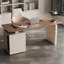 Bureau rectangulaire à 3 tiroirs en bois manufacturé brun noisette + blanc crème-108516515-108516514