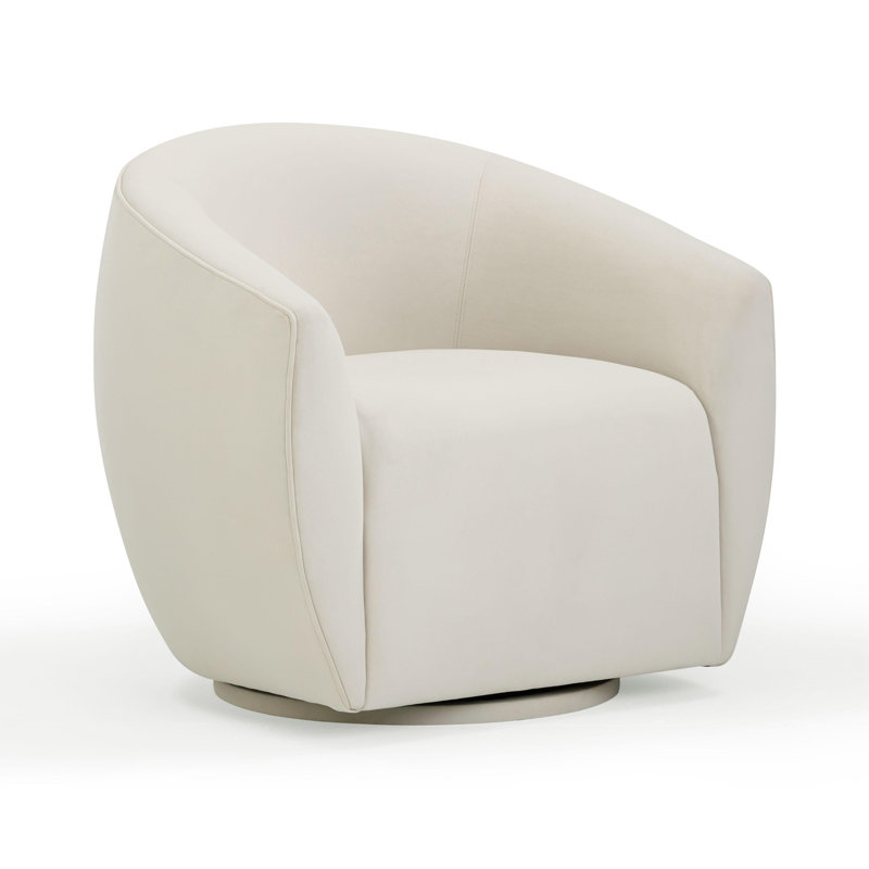 Velvet Swivel Chair, Crème