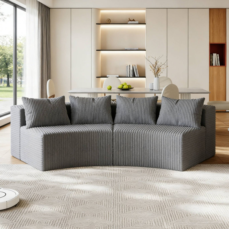 Canapé modulaire douillet avec coussins moelleux pour les espaces de loisirs rustiques du porche du salon, 2, Grey