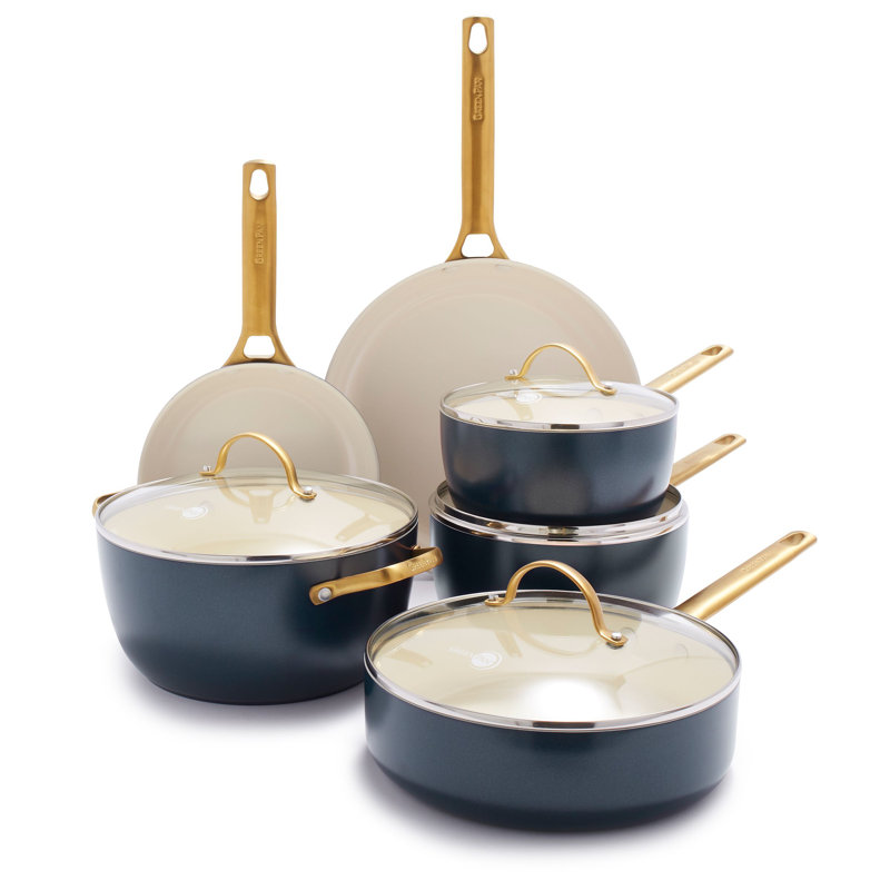 GreenPan Reserve Hard Anodized Healthy Ceramic Nonstick 10 Piece Cookware Set, Twilight