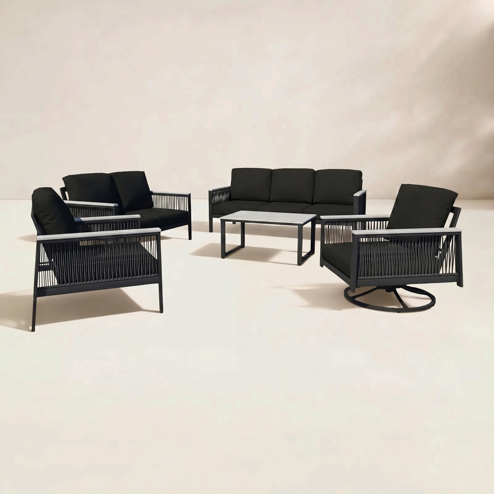Townsend 7 - Person Sunbrella® Patio Seating Group, Canvas Black Sunbrella® Canvas