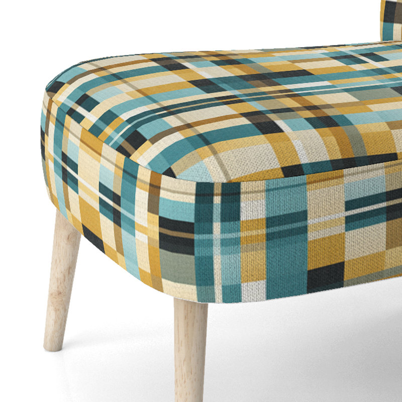 Chaise d'appoint rembourrée à motif vichy jaune chic