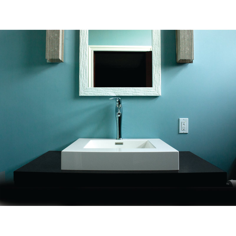 Polished White Handmade Rectangular Dual Mount Bathroom Sink with Overflow
