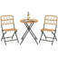 3 Piece Patio Bistro Set Folding Round Table and Chairs with Wicker Seat