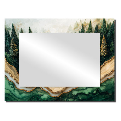Winter Forest Landscape With Crystal River I - Landscapes Mirror Wall Art - Printed On Metal