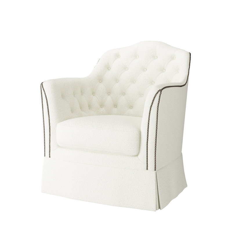 Fauteuil d'appoint Catriona, Cottontail naturel, Laiton rétro petit