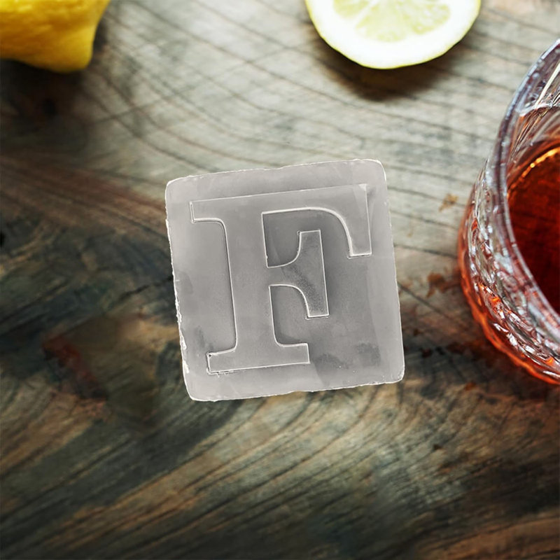 Moule à glaçons en forme de monogramme personnalisé lettre F - grand plateau de glace en silicone de 2 pouces, cadeau personnalisé parfait pour papa et hommes (idéal pour les cocktails, le whisky et les boissons),