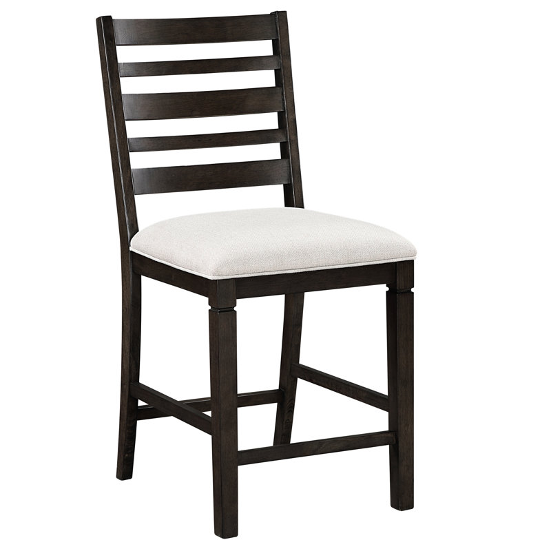 De 2 chaises de salle à manger à hauteur de comptoir classique à finition foncée, revêtement texturé beige, siège à roulement de charge de 250 lb, support