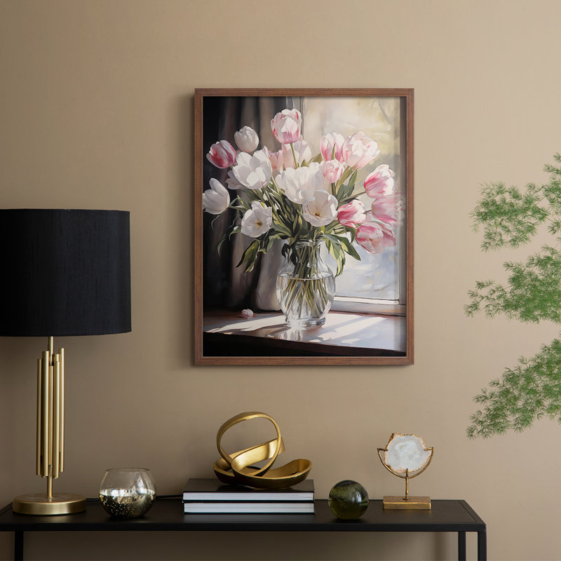 Reproduction encadrée FLORAL Series DCCDVII - bois massif, H 21 po x l 17 po, Noyer