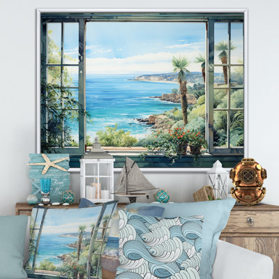 Seaside, vue tropicale II - fenêtres côtières, art mural