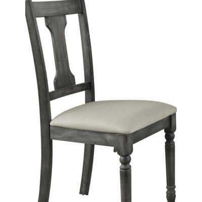 Tan Linen & Weathered Gray Finish Side Chair (Set Of 2)