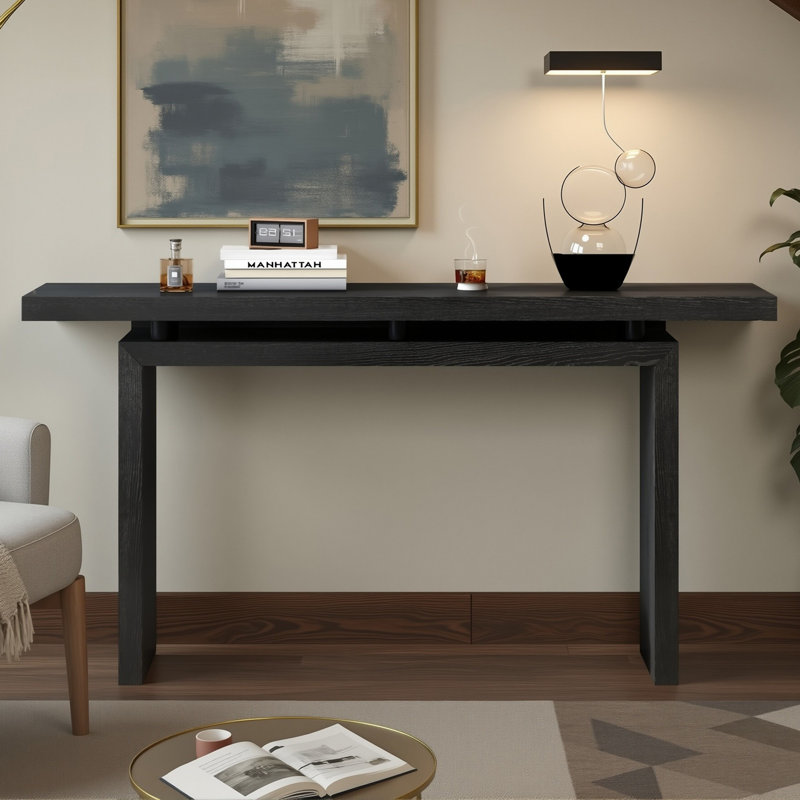 Console minimaliste 59 ", vestibule moderne et table avec placage de frêne et capacité de 120 livres, Noir