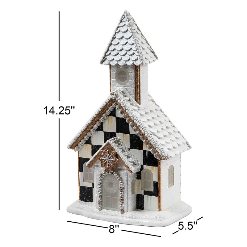Gingerbread Illuminated Church Christmas Village
