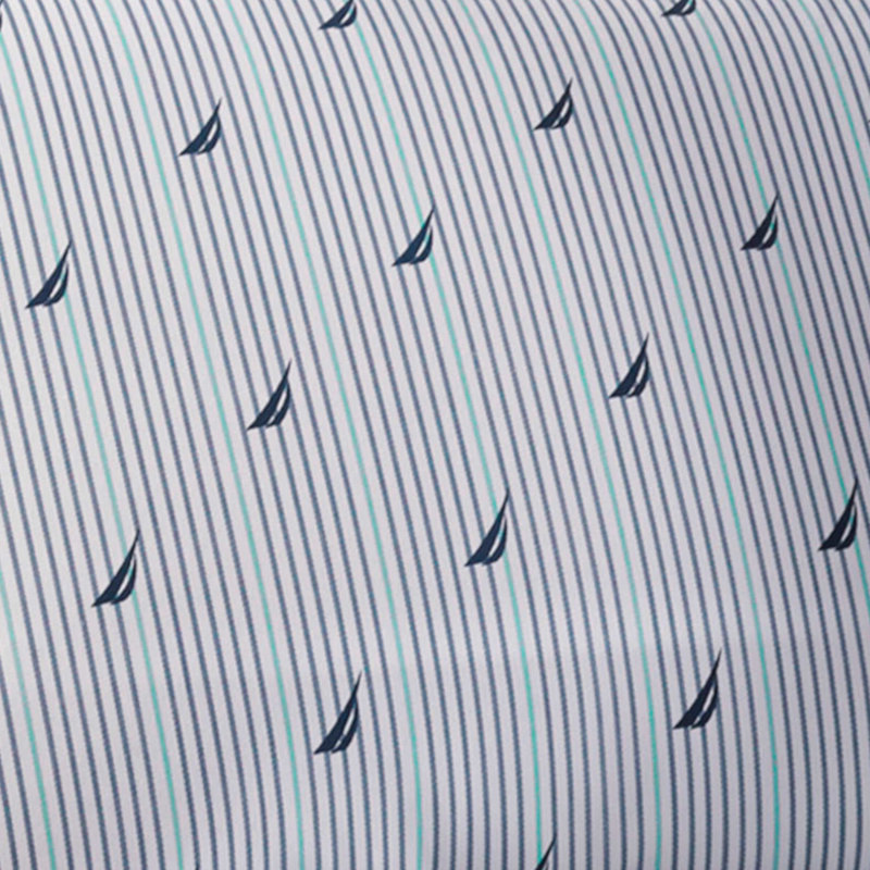 Nautica Breathable Deep Pocket Cotton Percale Printed Sheet Set, Twin Sheet Set with 1 Pillowcase, Audley Stripe Blue