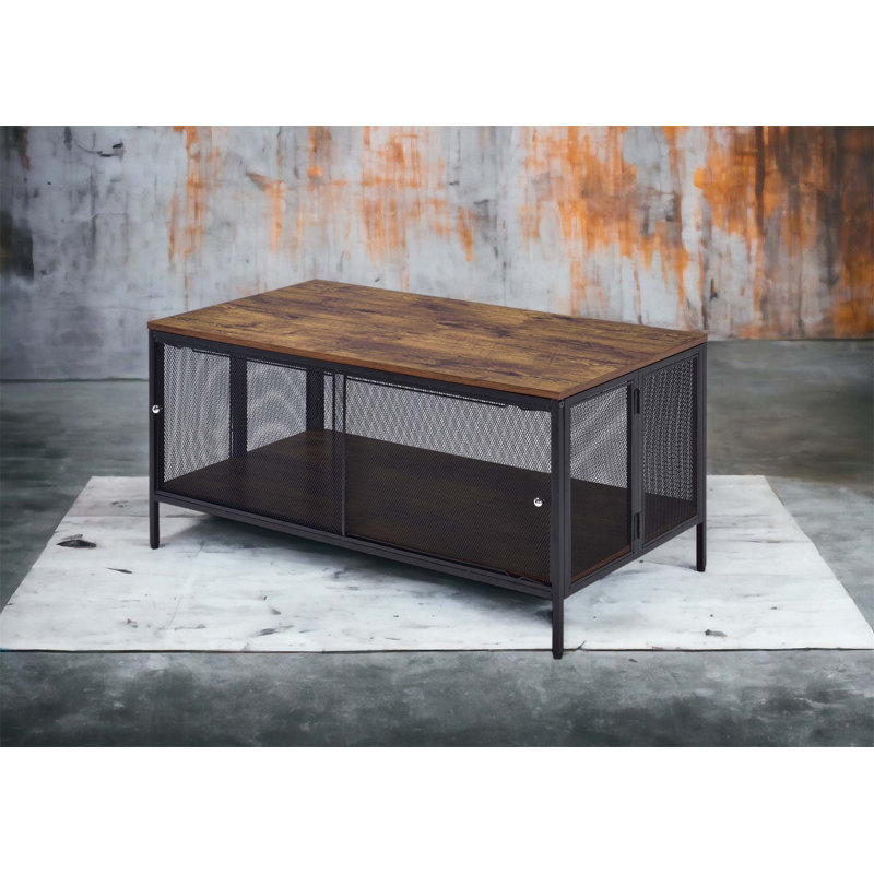 Table basse Winam Antique & Finish avec design pliable et rangement fonctionnel, parfaite pour les salons