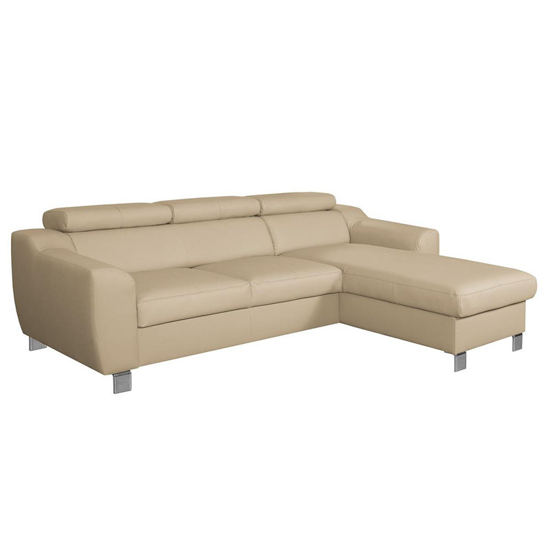 Avaiyah Leather Chaise Sofa with Sleeping Function and Storage, No, Beige, Right Hand Facing