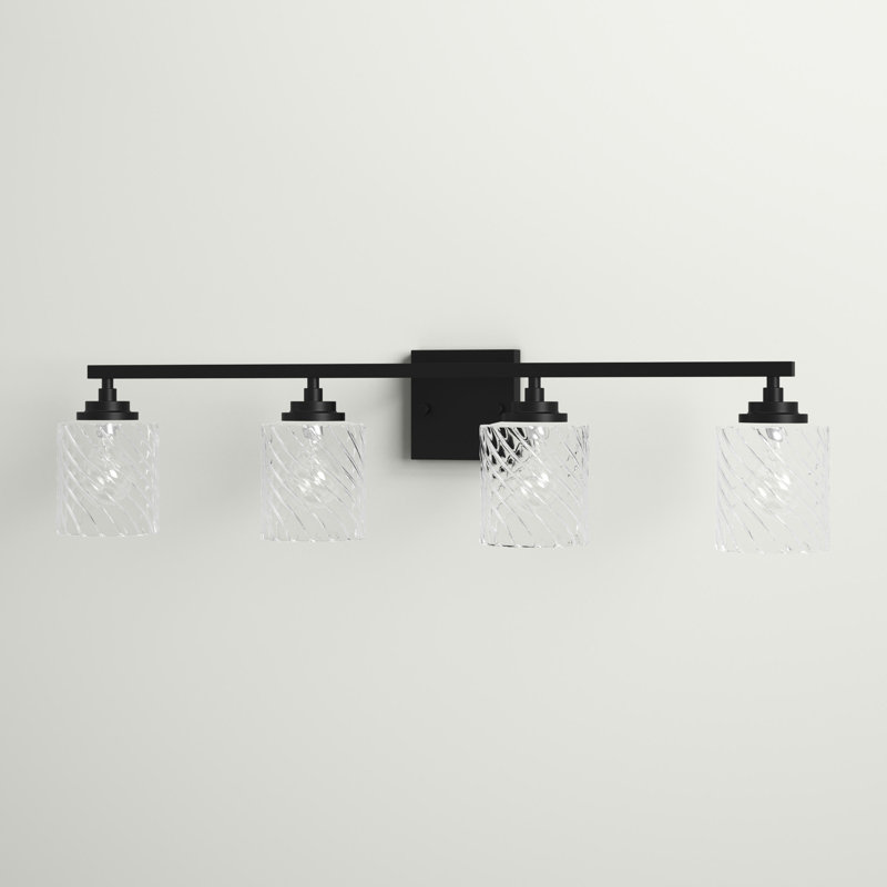 Éclairage de salle de bain à intensité variable 4 lumières Korhonen, Noir mat