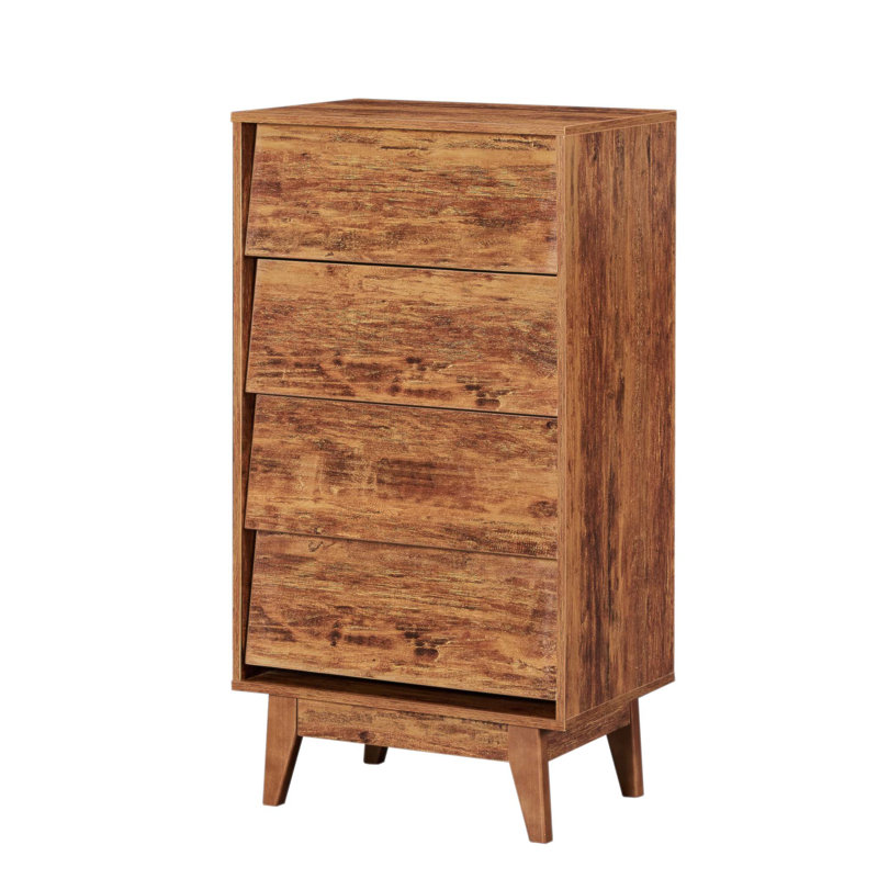 Commode double à 4 tiroirs de style rétro avec design biseauté pour des solutions de rangement organisées et élégantes