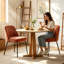 Modern Fabric Upholstered Dining Chair with Spring and Curved Back 12cm Cushion-1317479559