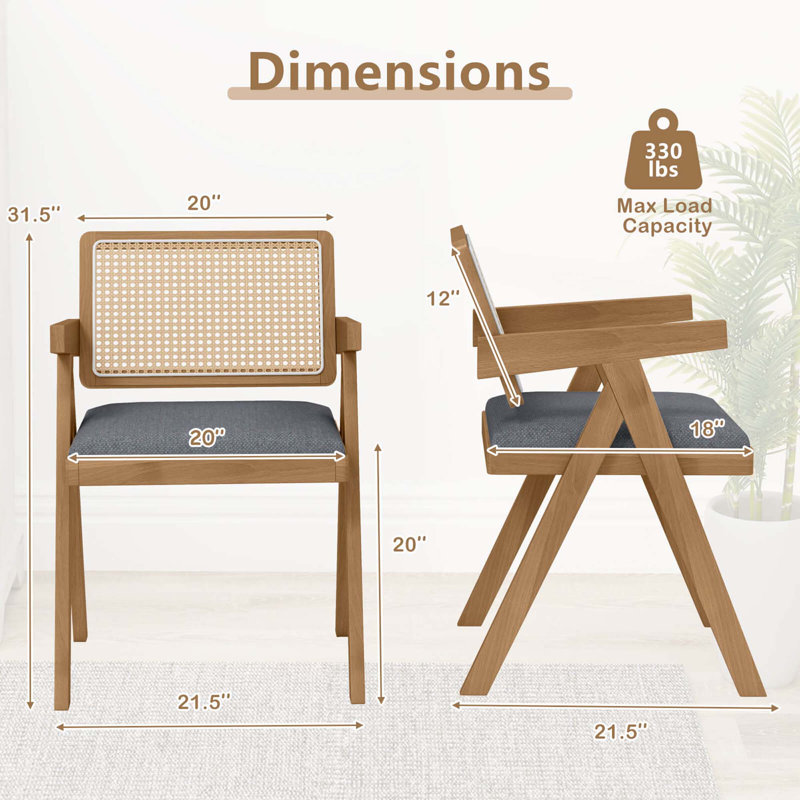 Ensemble de chaises d'appoint en rotin Chaises de salle à manger modernes, 2, Gris