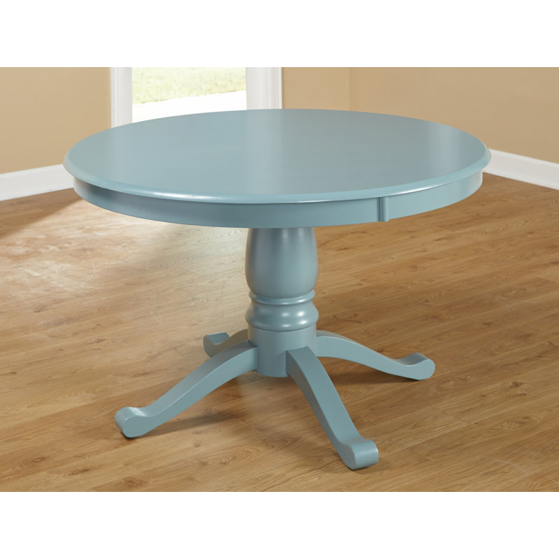 Josanna Round Solid Wood Base Dining Table, Antique Blue
