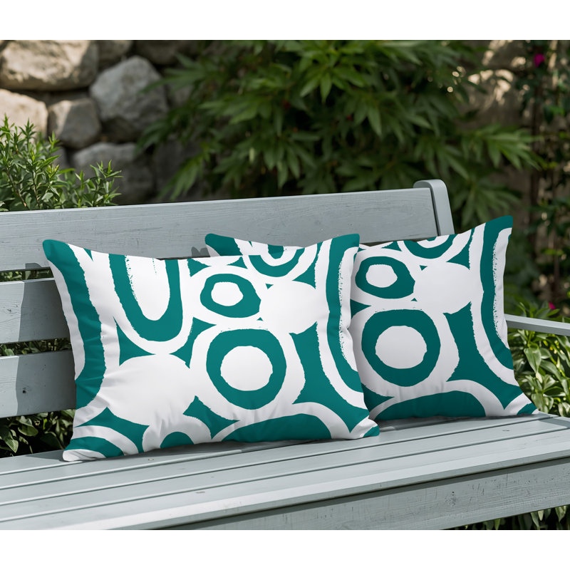 Ensemble de 2 coussins réversibles intérieur / extérieur Otto Tribal, 25x18, Teal