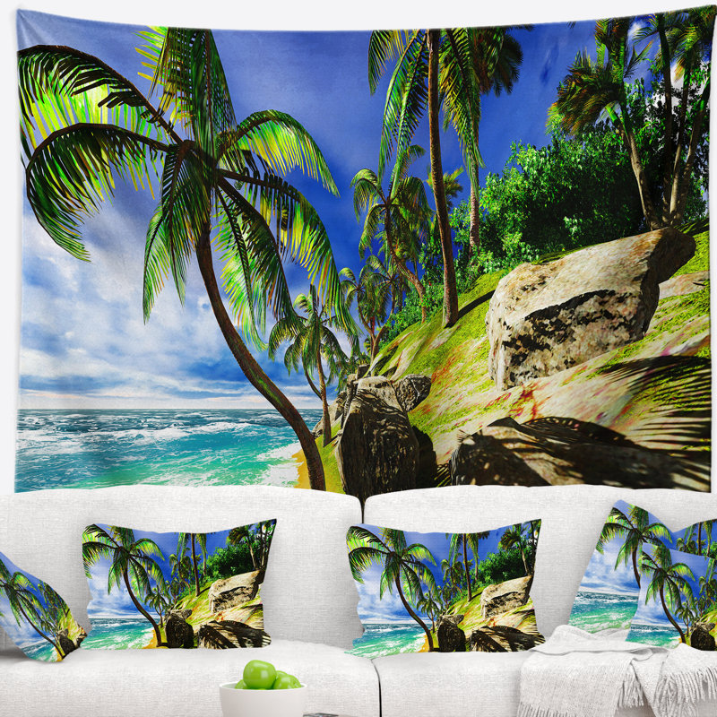 Tapisserie de paysage marin sur la plage de l'île d'Hawaï, H 50 po x l 60 po