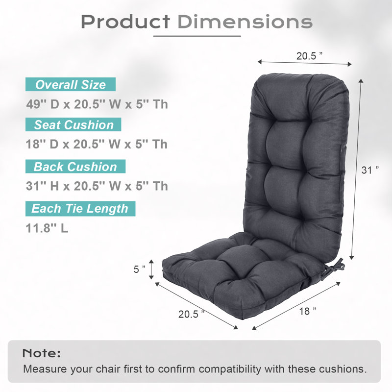 Coussin de chaise touffeté Adirondack, Gris